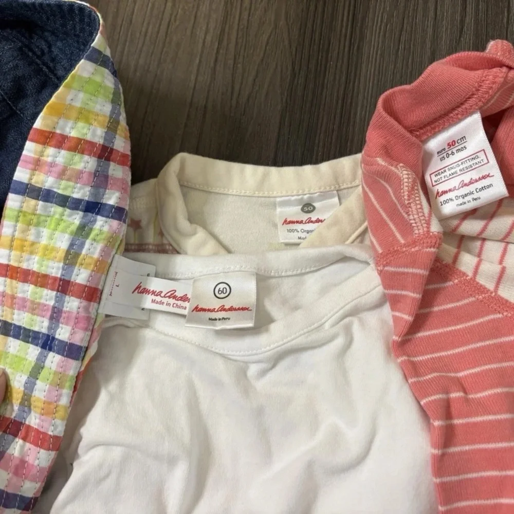 Hanna Andersson Coral Stripe and Multi Plaid Baby Set